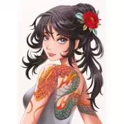 Девушка с татуировкой дракона